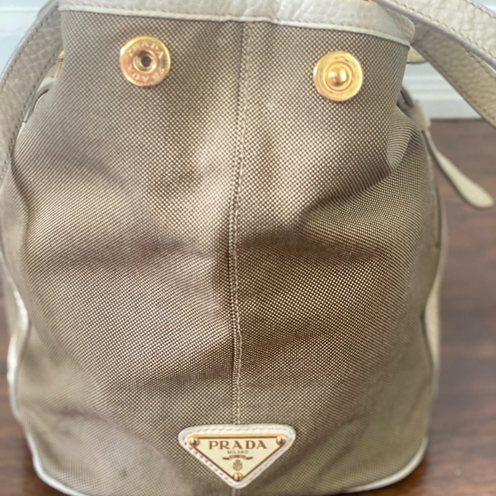 AUTHENTIC PRADA logo convertible tote canvas with leather medium - Picture 14 of 16